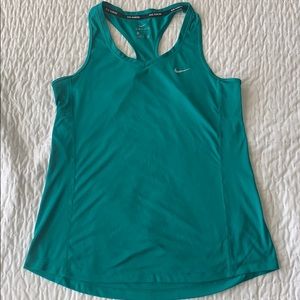 Nike Dri-Fit V-Neck Running Shirt Emerald Green